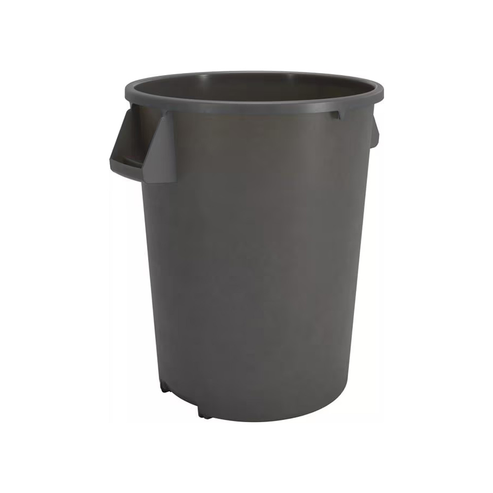 84105523 Bronco Gray 55 Gallon Round Waste Bin    Trash Container 2/cs