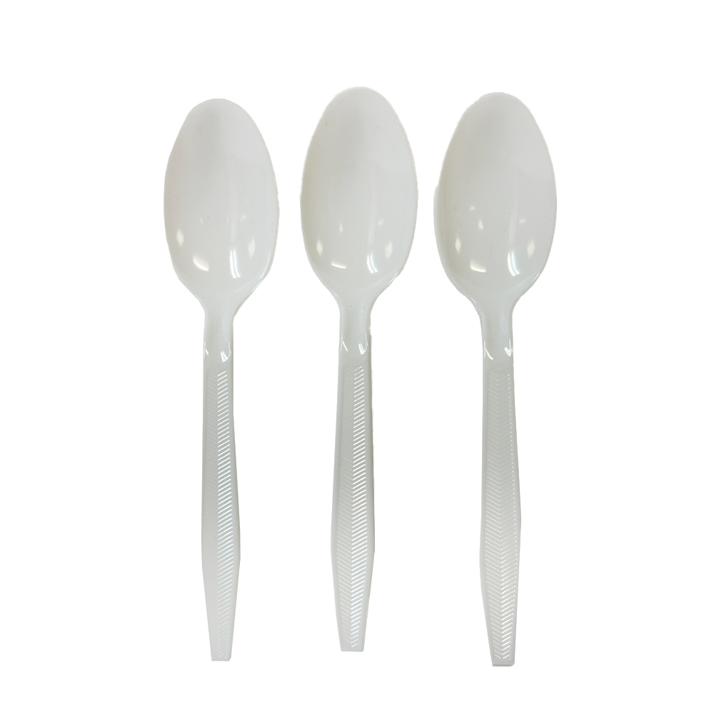 YPWSW White Teaspoons Heavy Weight Polystyrene    Full Size Bulk 1000/cs