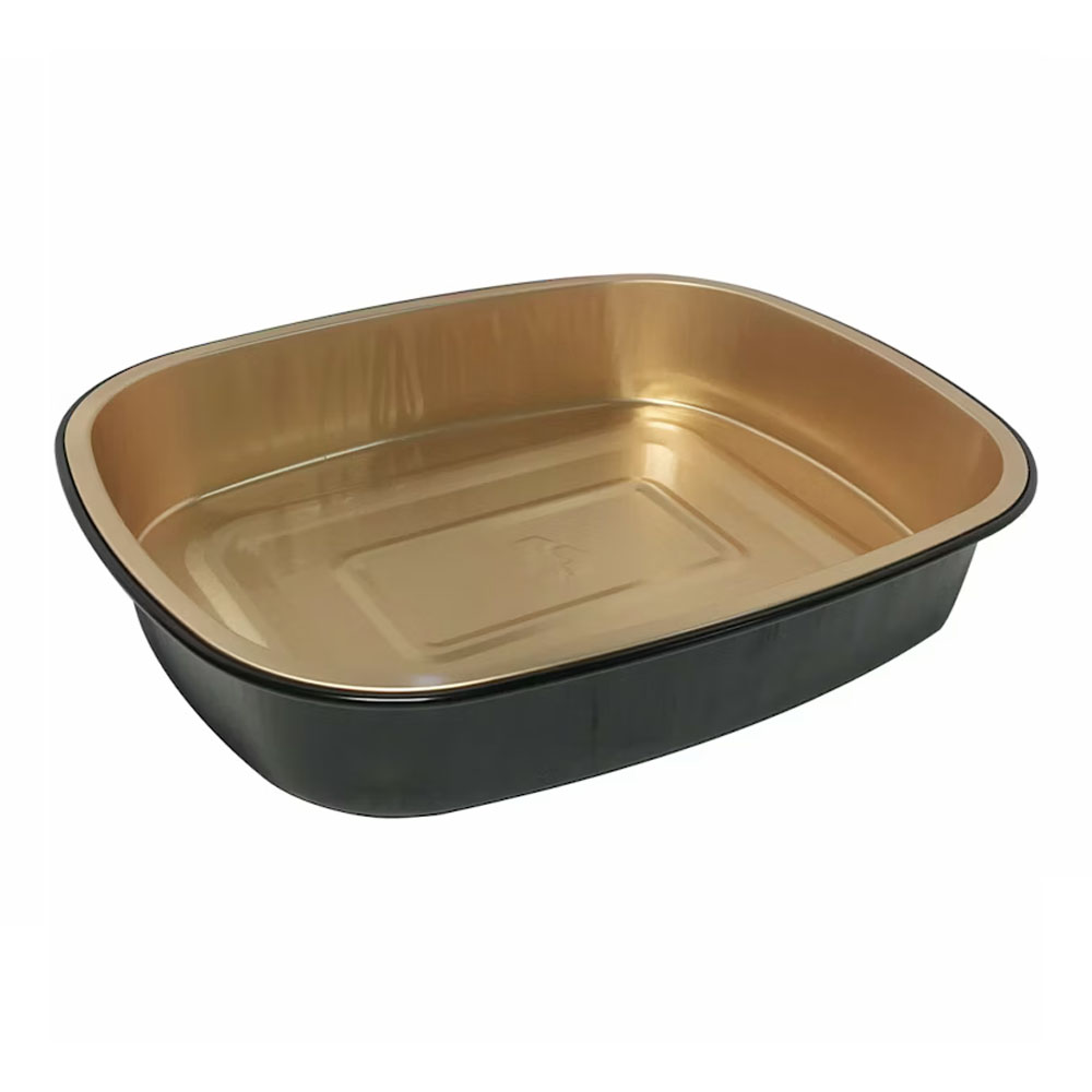 671175EDK Aluminum Black & Gold Large Smooth Wall Take Out Tray 50/cs