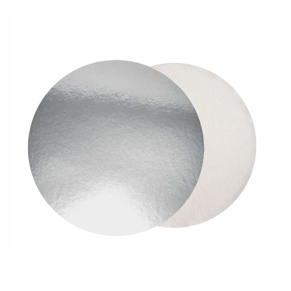 517LCC10X50 Silver/White Foil Laminated 8"Board   Lid 10/50 cs