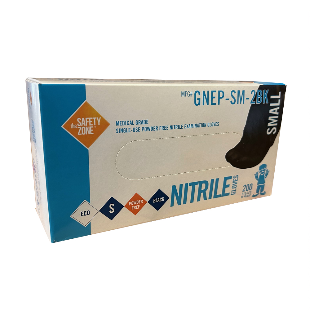 GNEPSM2BK Black Small Powder Free Nitrile Gloves  10/200 cs