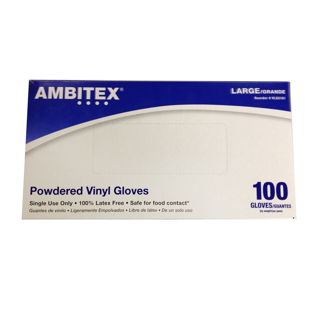 VLG5101 Ambitex Clear Large Multi-Purpose Vinyl Gloves 10/100 cs