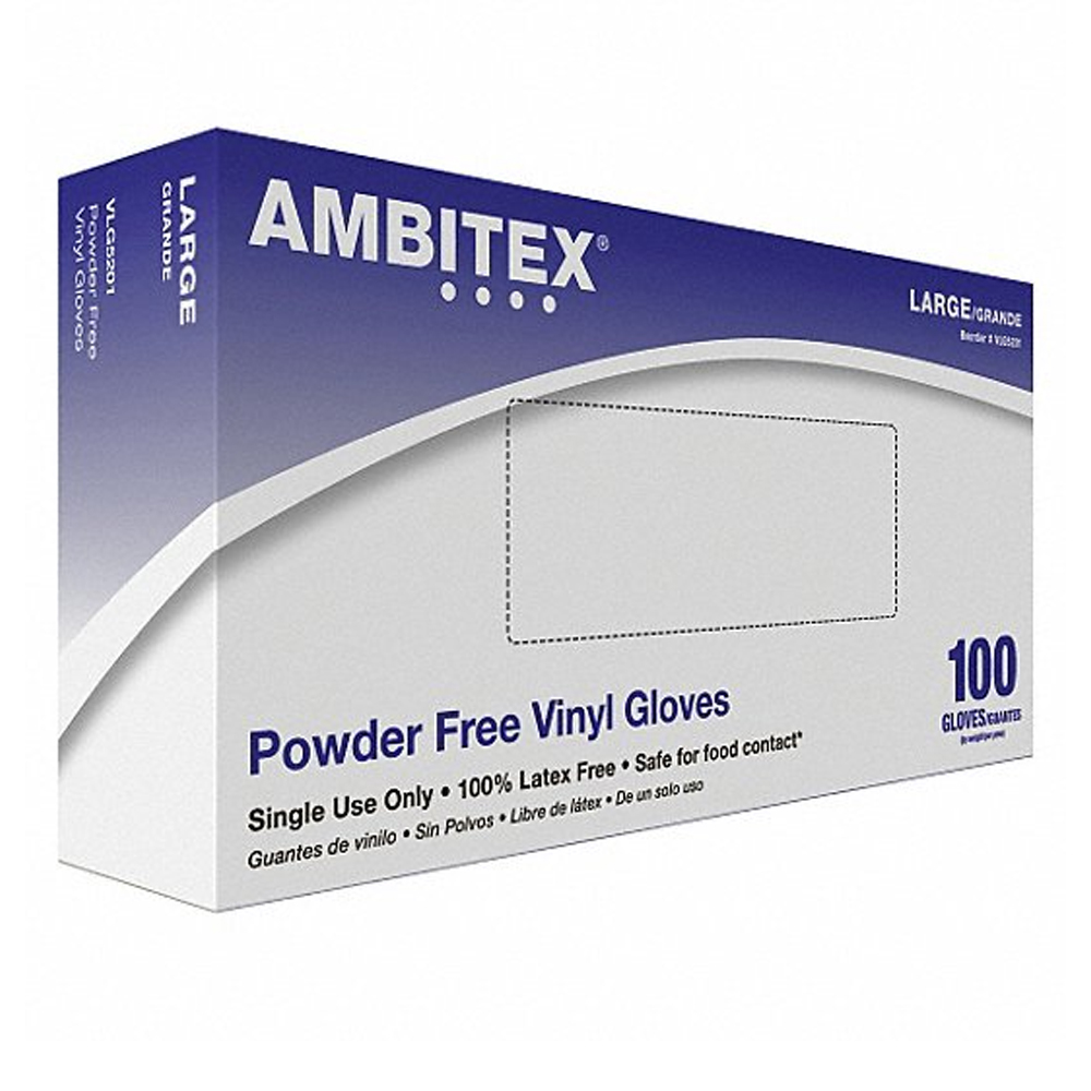 VLG5201 Ambitex Clear Large Multi-Purpose Vinyl Gloves 10/100 cs