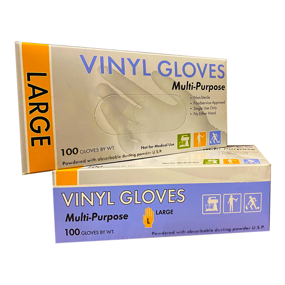 754617 Clear Large Multi-Purpose Vinyl Gloves 10/100 cs