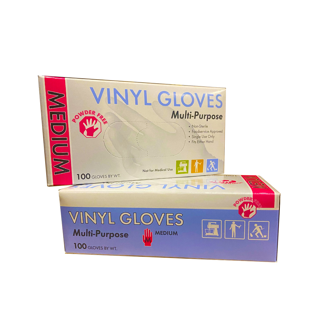 754631 Clear Medium Multi-Purpose Vinyl Gloves Powder Free 10/100 cs