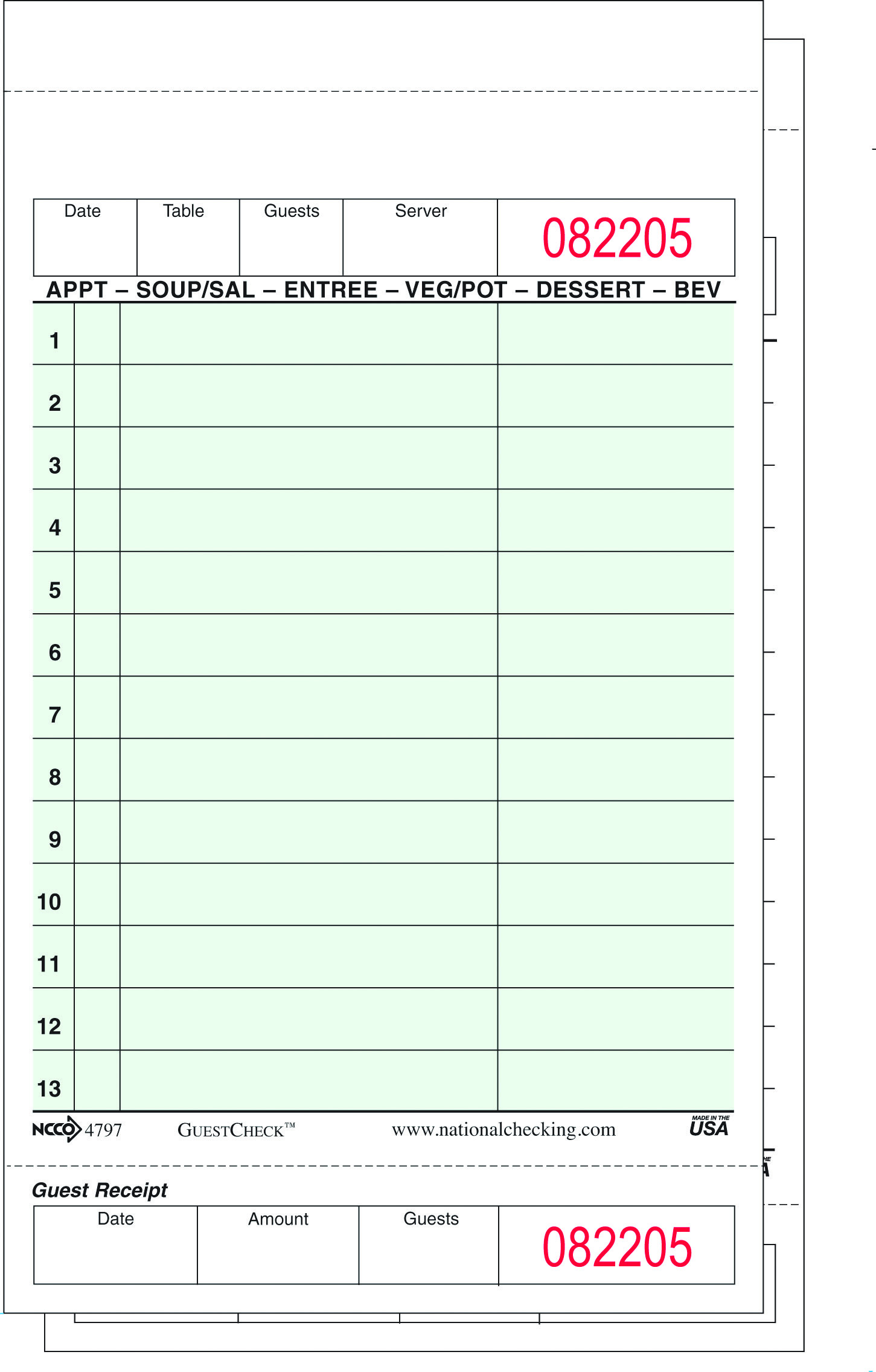 Guest Checks Wholesale Distributor of Food service, Sanitary