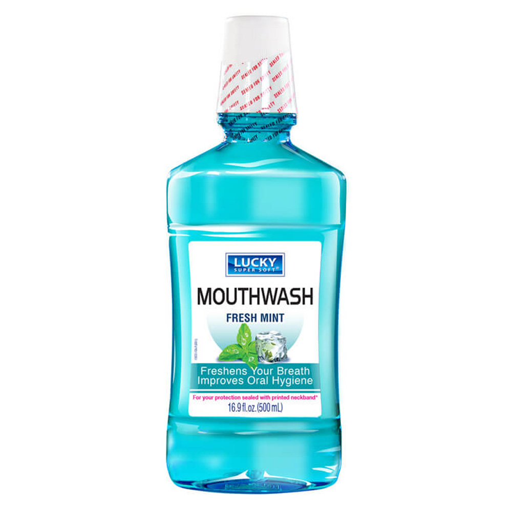 10051-12 Lucky Super Soft 16.9 oz. Fresh Mint Mouthwash 12/cs