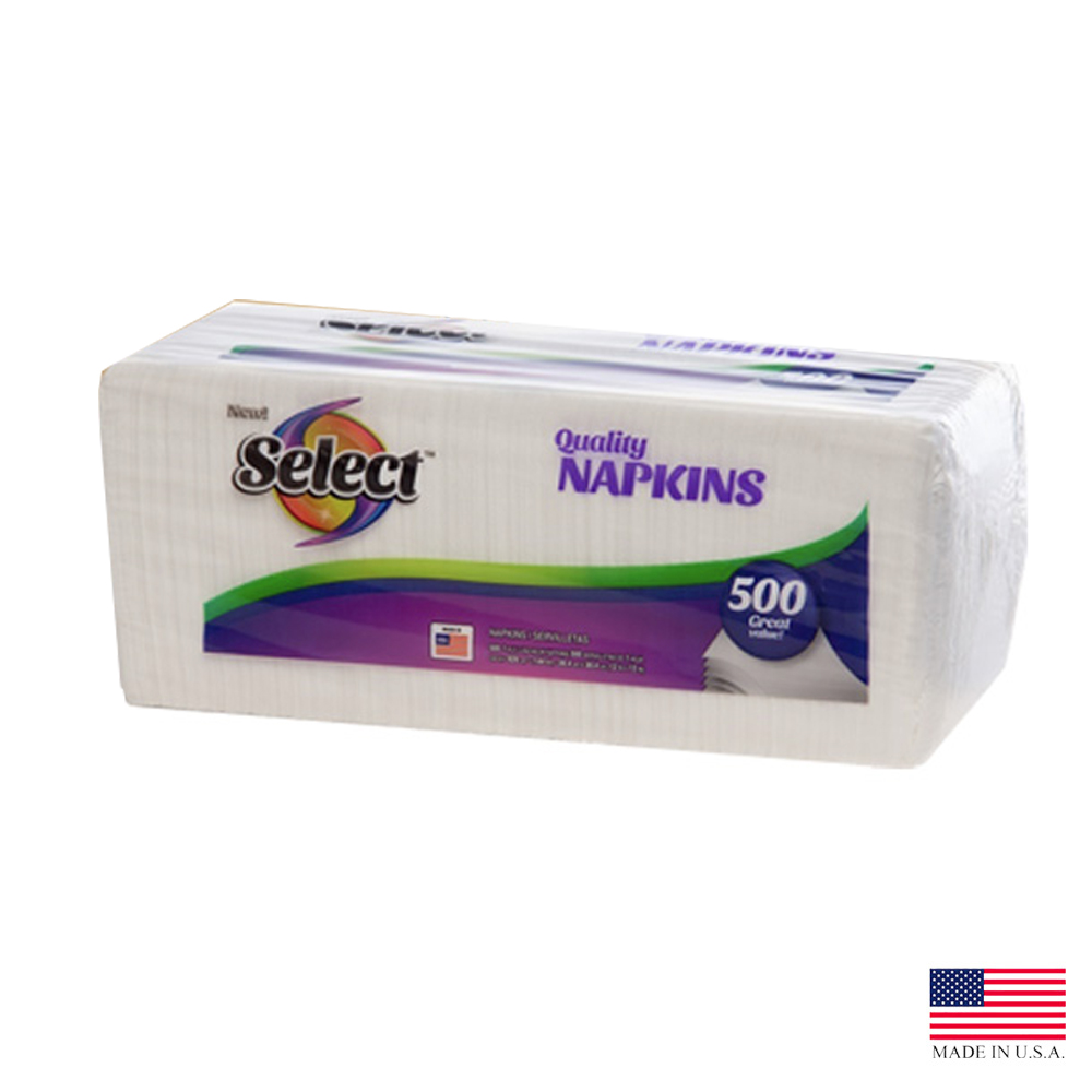 00423 Select Lunch Napkin White 1 ply 12/500 cs