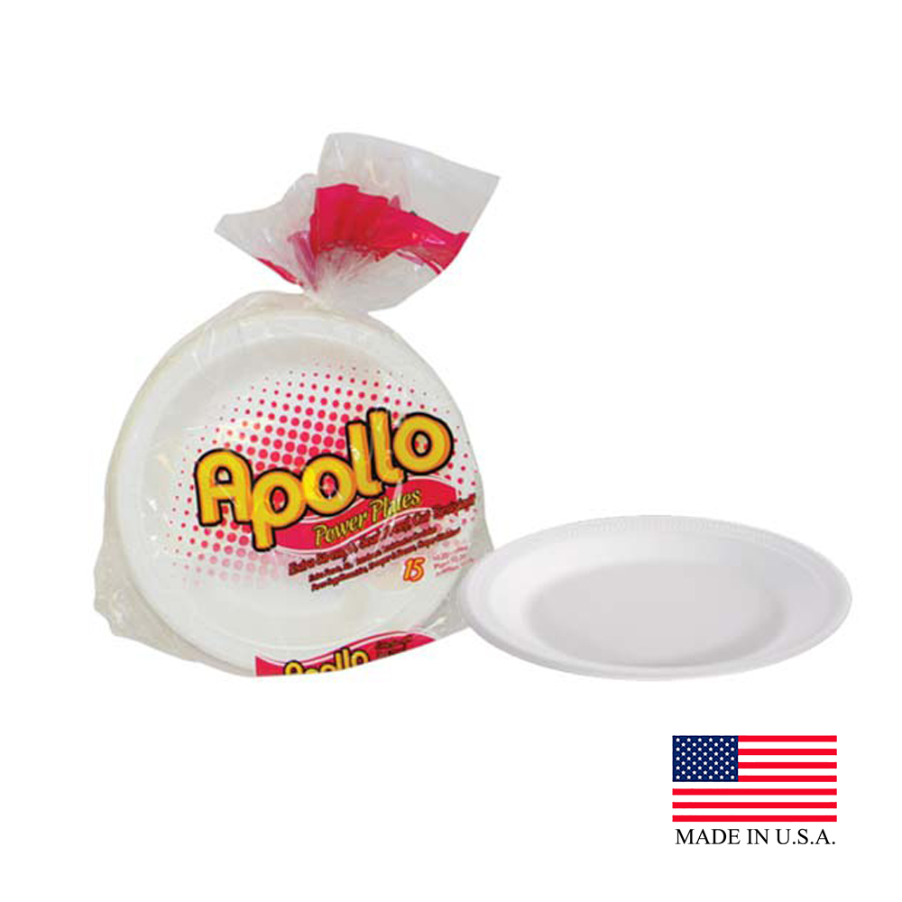 AP15-10 Apollo White 10.25" Retail Foam Plate 40/15 cs