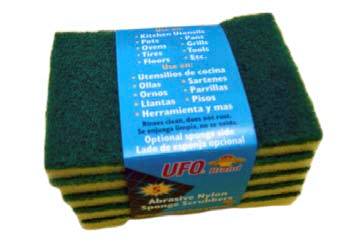 914-0036 Green & Yellow 5.25"x3.75"x0.5" Abrasive Nylon Sponge Scrub Pads 5pk 36/5 cs