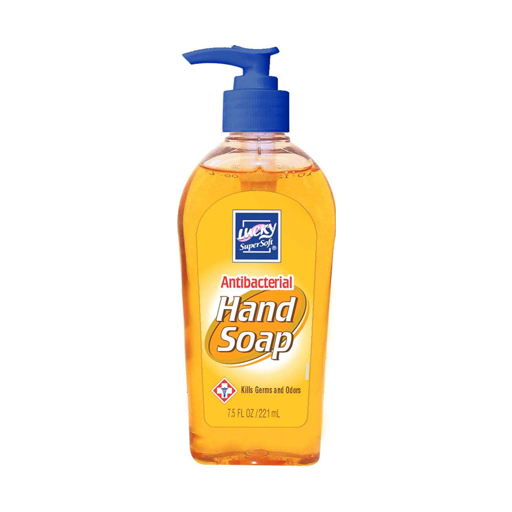 90369-12 Lucky Super Soft 7.5 oz. Anti-Bacterial Pump Hand Soap 12/cs