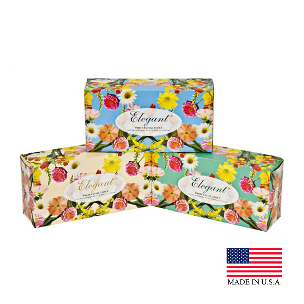 826-144 Elegant Facial Tissue White 2 ply 7"x7.875"144 Sheets 36/144 cs - 826-144 2PLY FLATBX FAC.T 144