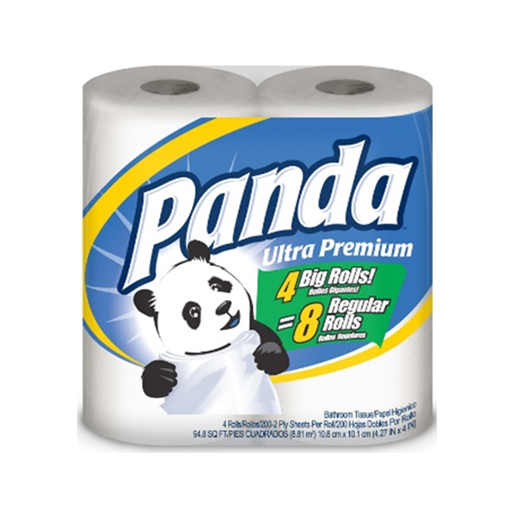 NP-PANDA Panda Bathroom Tissue White 2 ply Ultra Premium 4"x4" 200 Sheets 4 pk 6/4 cs