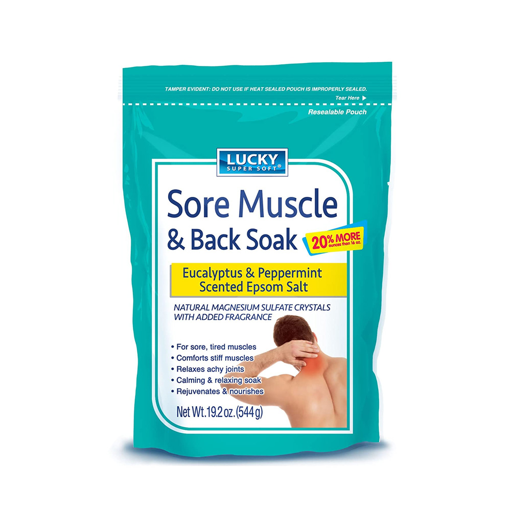 11137-12 Lucky Super Soft 19.2 oz Sore Muscle & Back Soak Epsom Salt with Eucalyptus & Peppermi