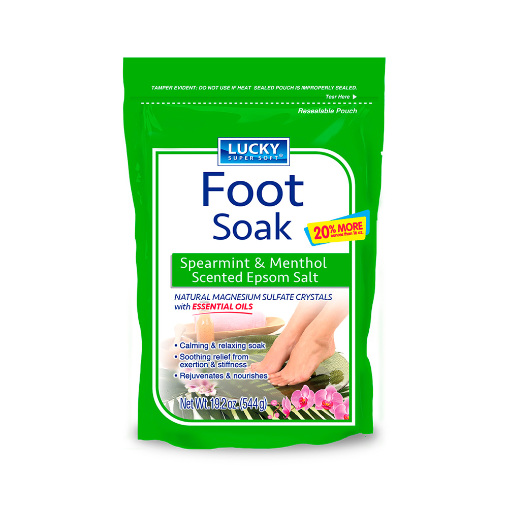 11139-12 Lucky Super Soft 19.2 oz. Epsom Salt Foot Soak with Spearmint & Menthol Scent 12/cs
