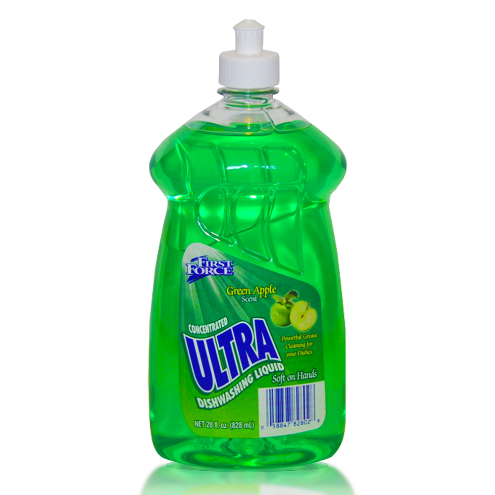 82802-8 First Force 28 oz. Ultra Dish Detergent w/Green Apple Scent 12/cs