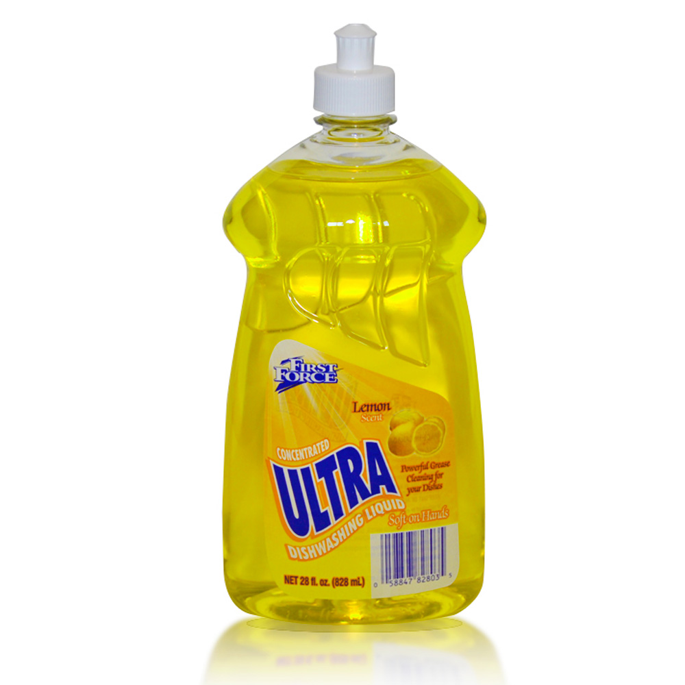 82803-5 First Force 28 oz. Ultra Dish Detergent w/Lemon Scent 12/cs