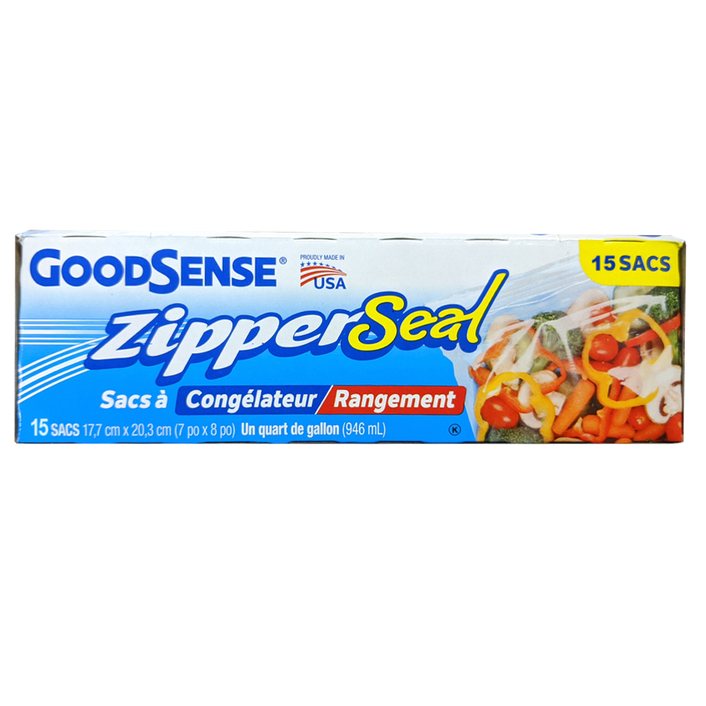 GDS40QFS15 GoodSense Freezer/Storage Bag 1 Qt. Clear Plastic w/Zipper Seal 40/15 cs