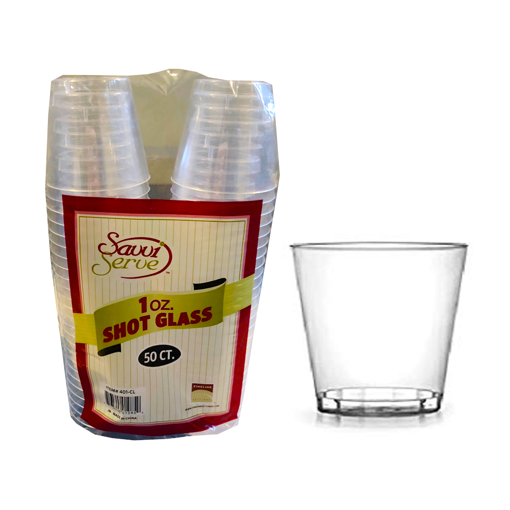 401-CL Savvi Serve Shot Glass 1 oz. Clear Plastic 50/50 cs