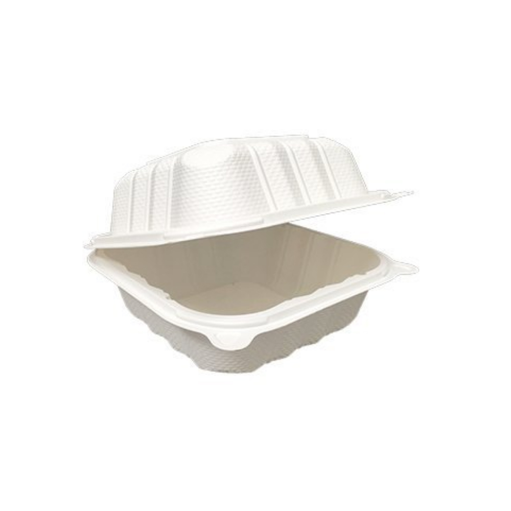 P225 Ivory 6"x6"x3" Square Polypropylene Hinged   Container 12/24 cs