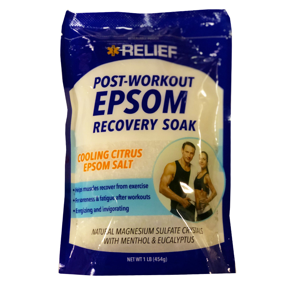 955-3 Relief 1 lb. Post Work Out Epsom Recovery Soak 12/cs