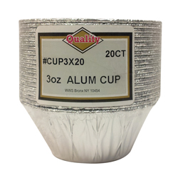 CUP3X20 Quality Aluminum 3 oz. Utility Cup 20 Pack 48/20 cs - ALUM 3z UTILITY CUP    48/20