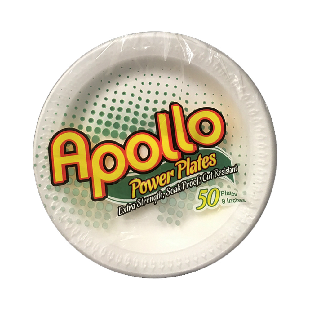 AP950 Apollo White 9" Retail Foam Plate 12/50 cs