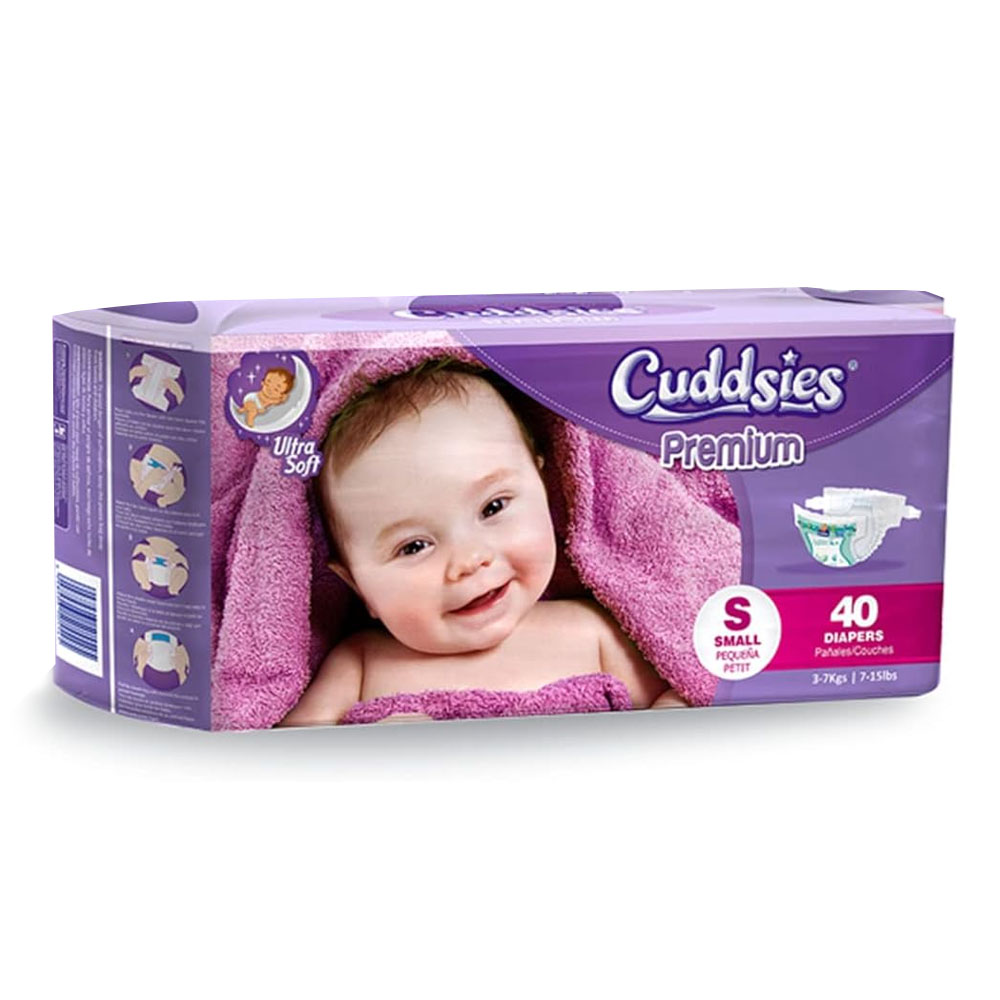 D1315 Cuddsies Premium Small Diapers 7-15 lbs.    8/40 cs