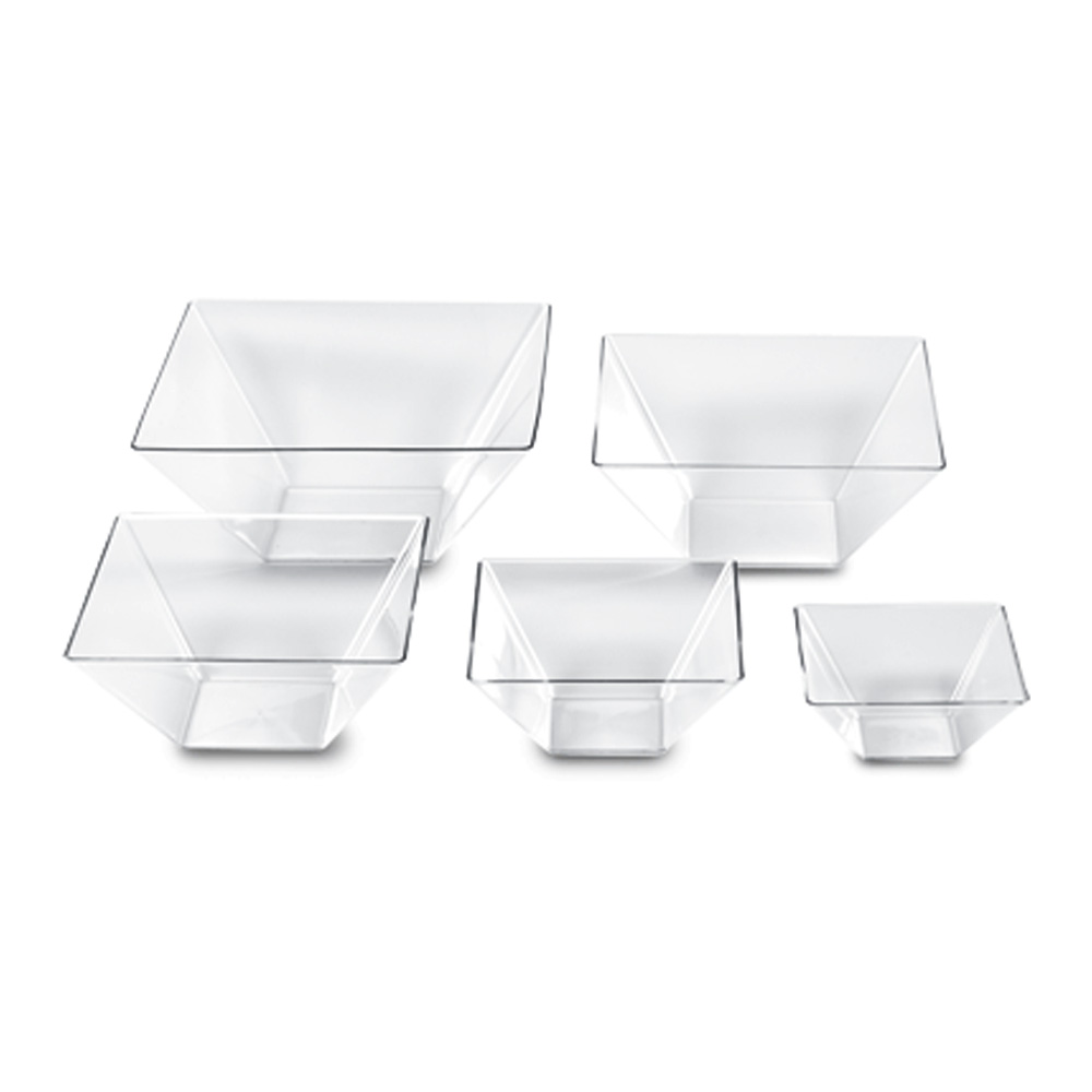 262 Clear 2 Qt. Square Plastic Bowl 25/cs
