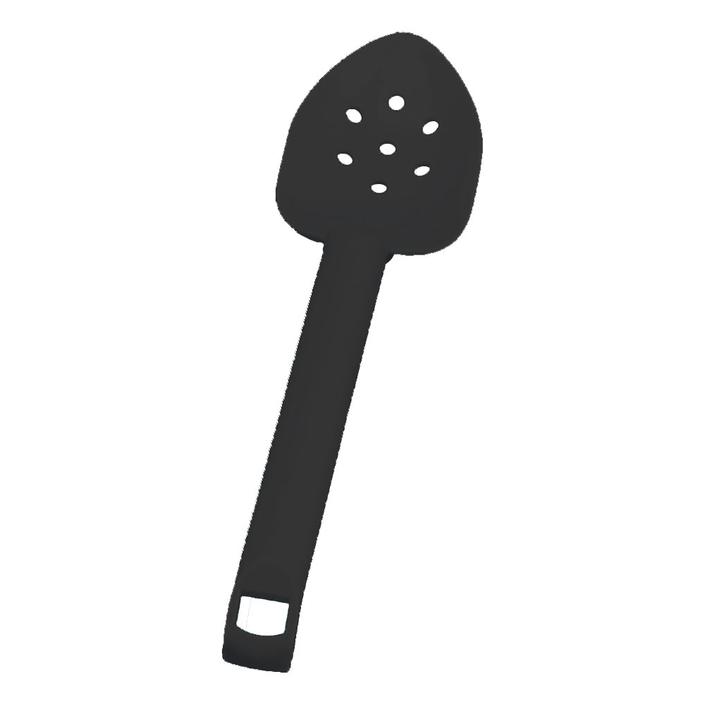 604PC Black Polycarbonate Lexan Slotted Spoon     12/cs