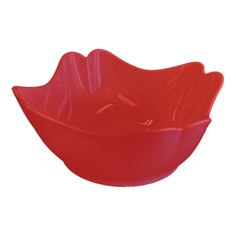 708PC Red 8"x3" 1.5 Qt. Polycarbonate Square Tulip Bowl 12/cs