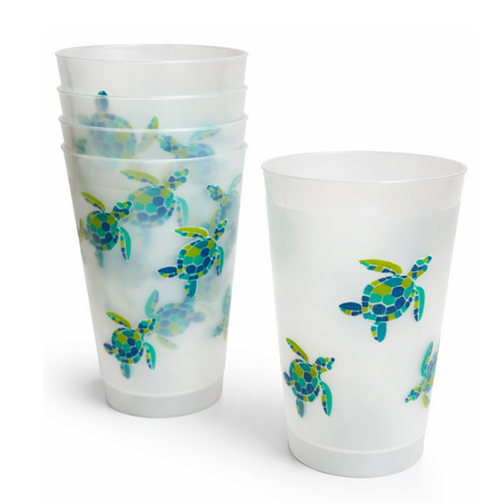 PF24 Turtles Print 24 oz. Frost Flex Plastic Cup 500/cs
