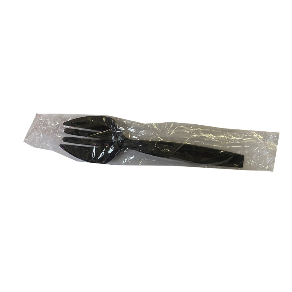 WA7FKBL144 Individually Wrapped Plastic Black Serving Fork Bulk 144/cs