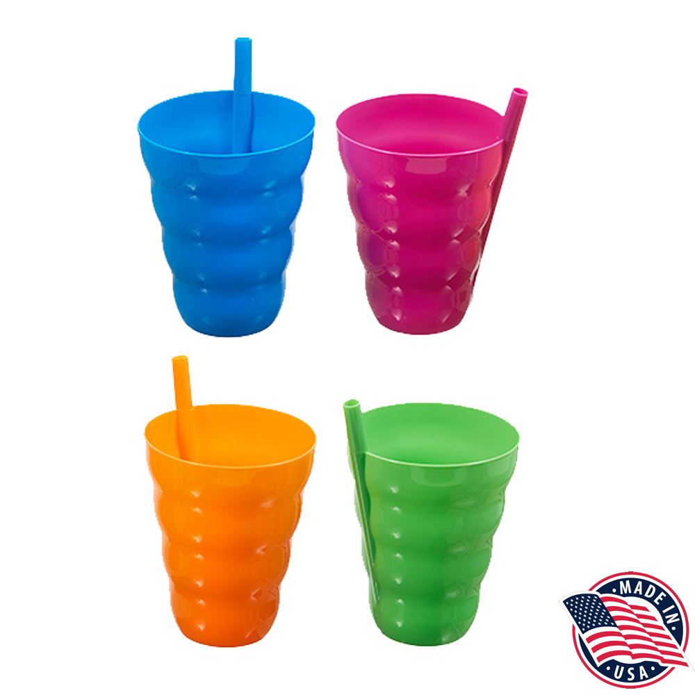 26305 Sip-A-Cup 10 oz. Assorted Kids Cup w/Straw 6/6 cs - 26305 SIP A CUP 10z ASST 6/6PK