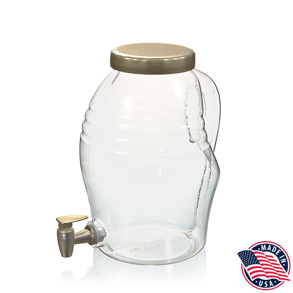 768 Elite Clear 1.5 Gallon Beverage Server w/Champagne Cap & Spigot 2/cs