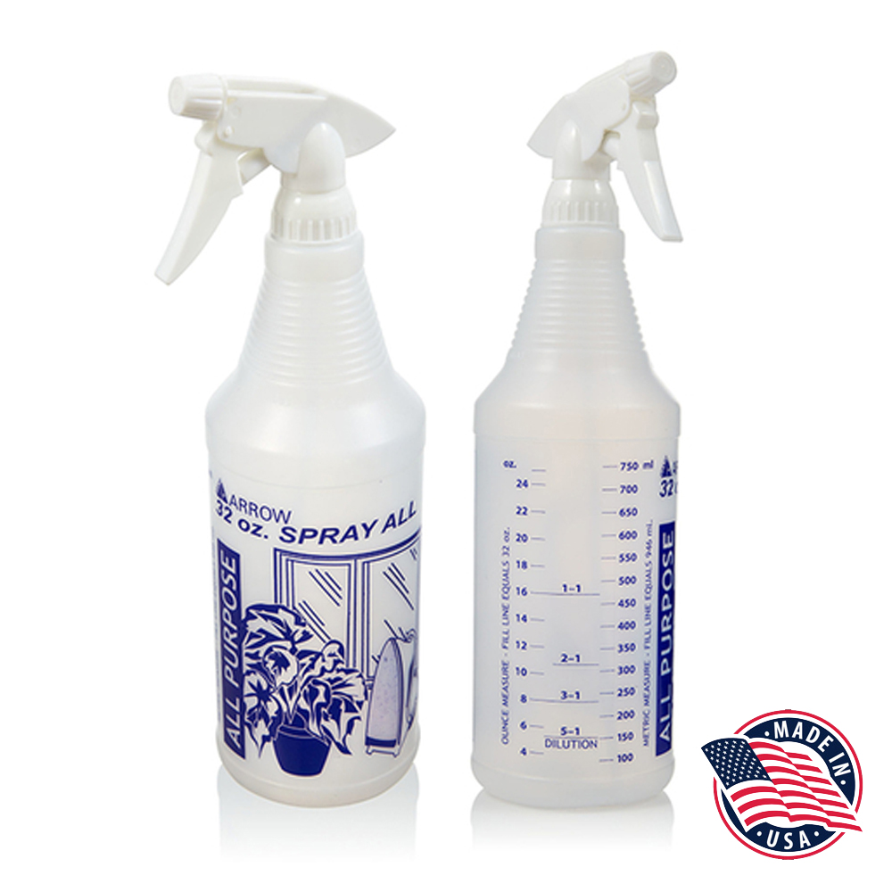 00879 Printed 32 oz. Spray Bottle w/Trigger 12/cs - 879 32z SPRAY BOTTLE w/TRIGGER