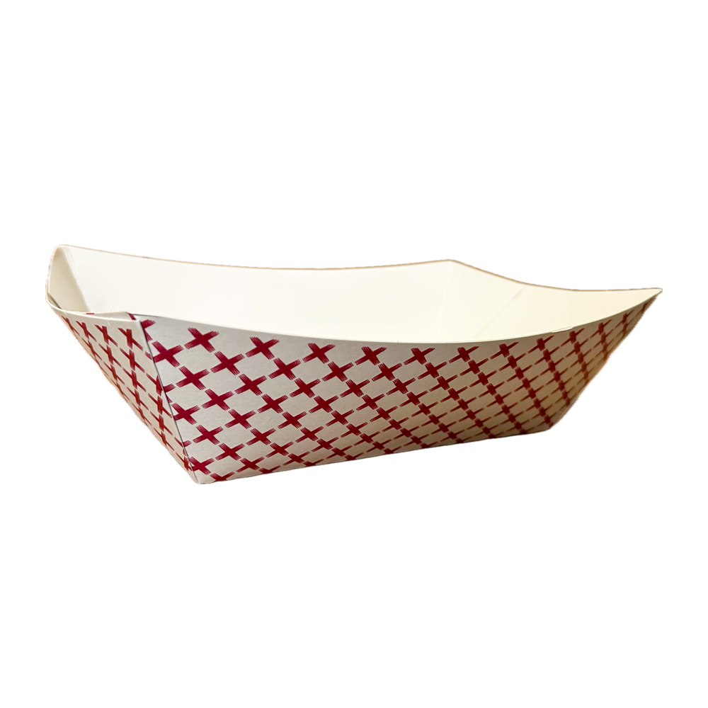D10T Red 10# Checkered Paper Food Tray 250/cs