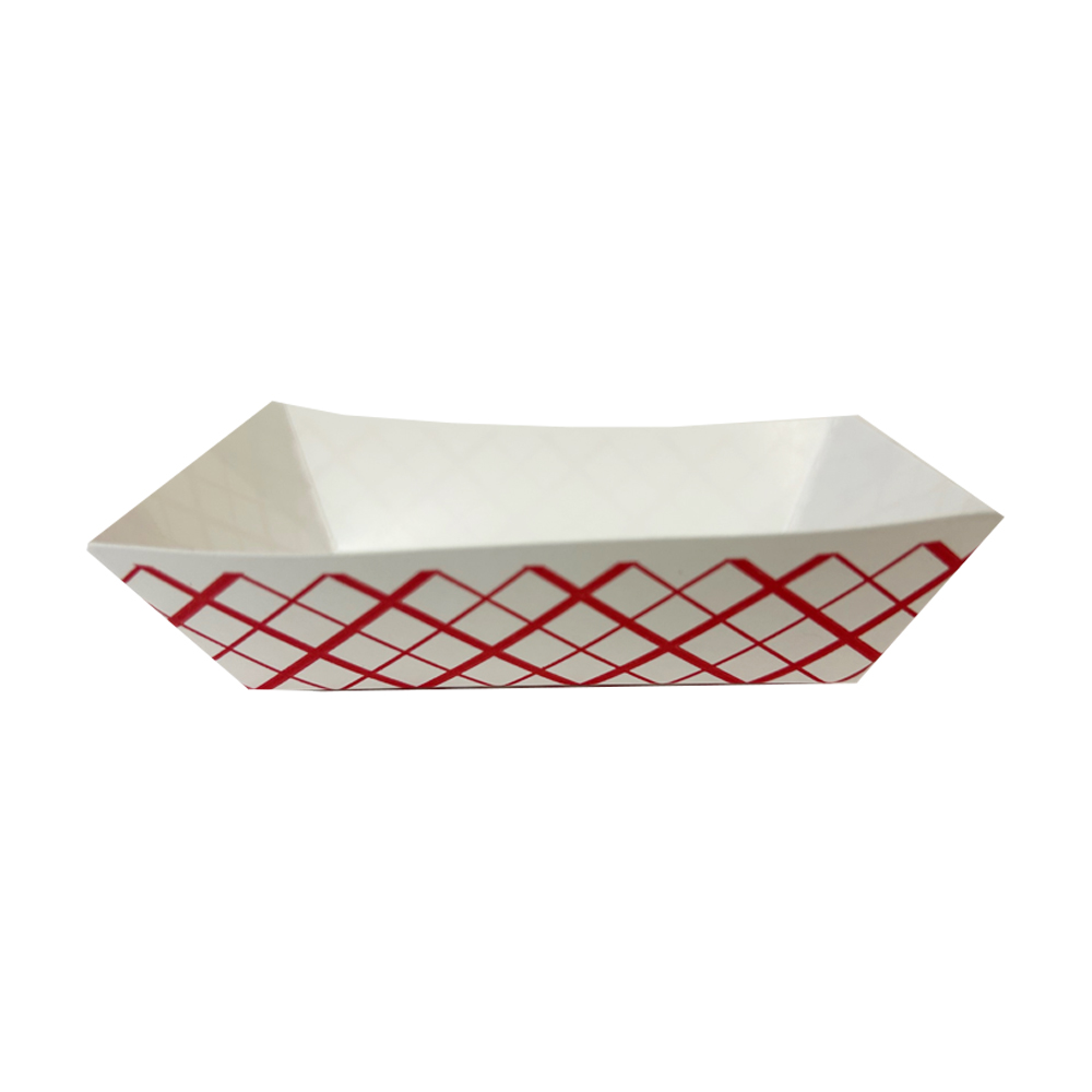 0405 Red Checkered 6 oz. Paper Food Tray 1000/cs