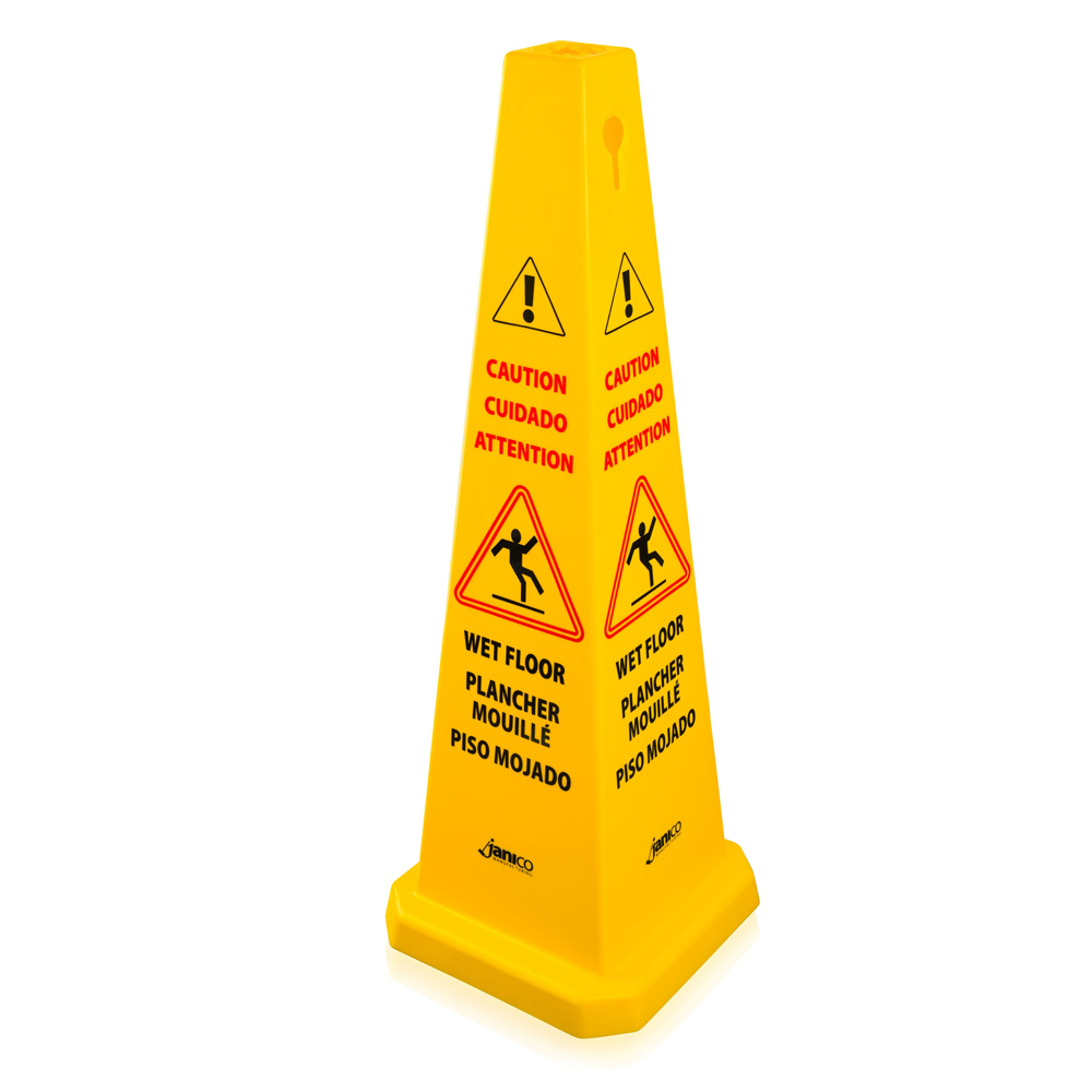 1072 Yellow 36"x12" Multi Lingual 4 Sided Wet Floor Safety Caution Sign 1 ea.