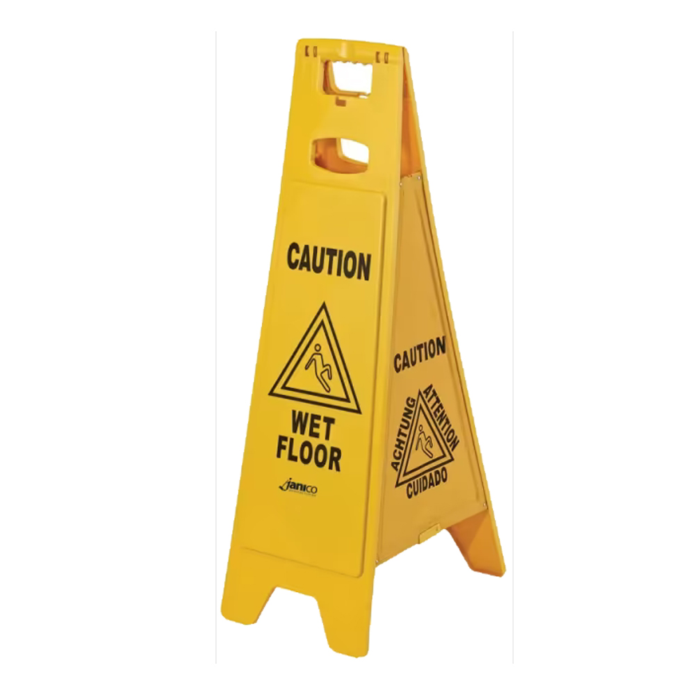 1074 Yellow 4-Sided Wet Floor Sign Multilingual   3/cs