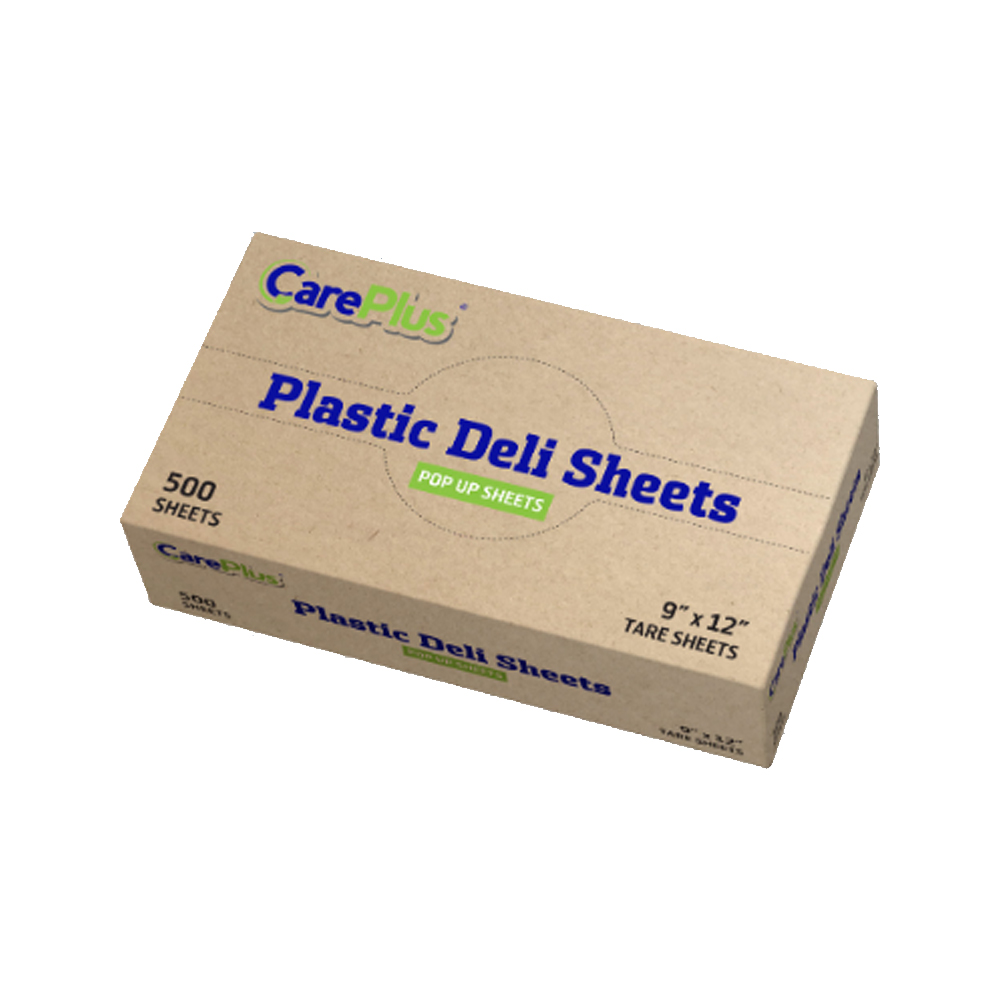 CPHDTS Care Plus Clear 9"x12" Plastic Deli Sheet  Pop-up Box 4/500 cs