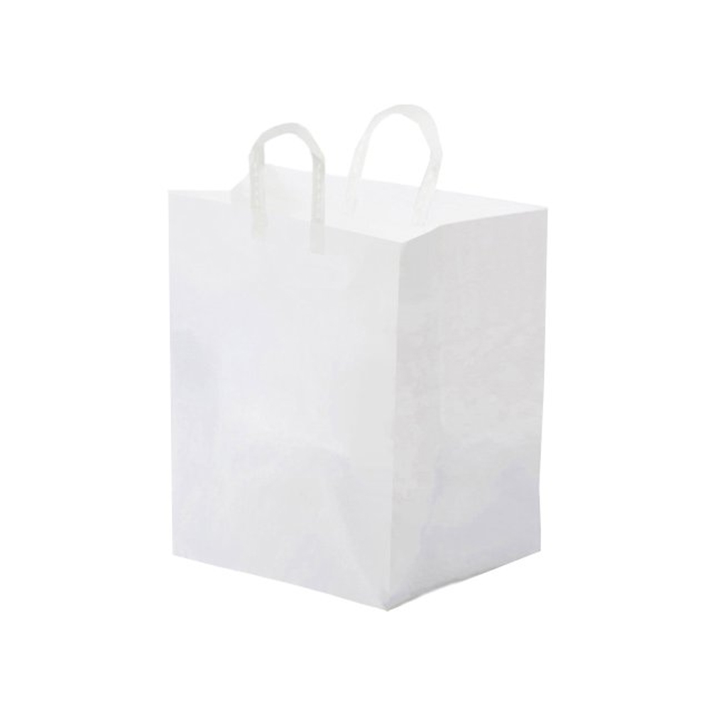 SFLPWTPE Take-Out Shopping Bag 12"x10"x16" White Plastic Folded Loop Handle  250/cs