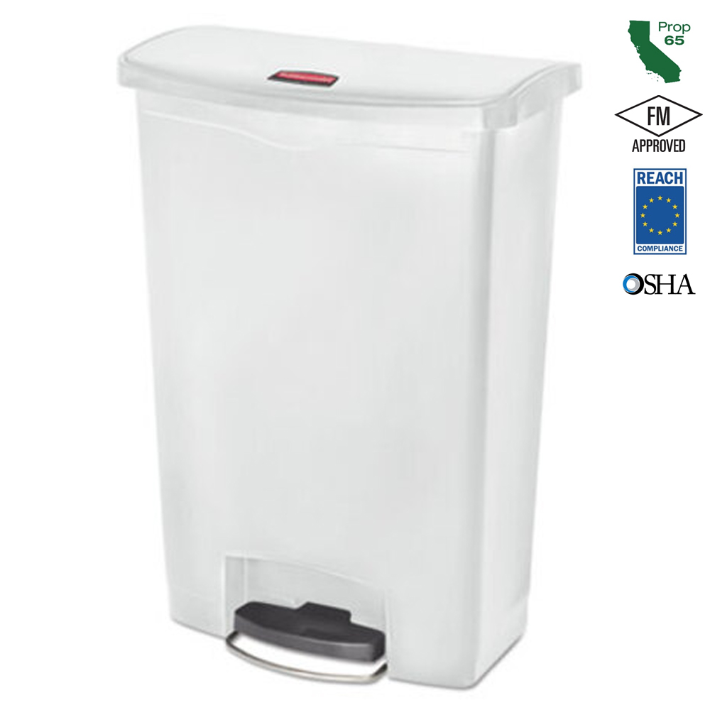 1883561 Slim Jim White 24 Gal. Step-On Trash Can 1 ea.