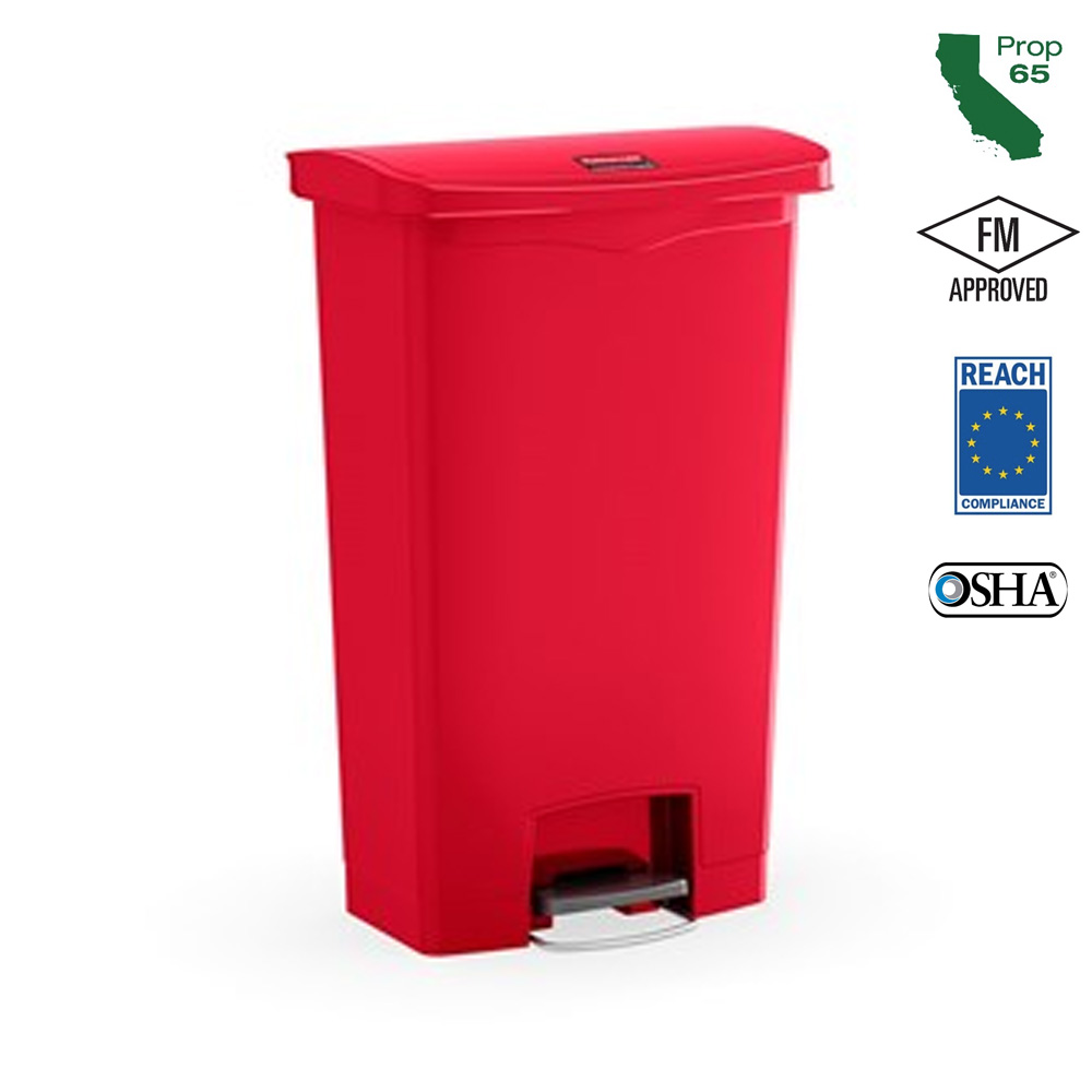 1883566 Slim Jim Red 13 Gal. Front Step-On Waster Container 1 ea.