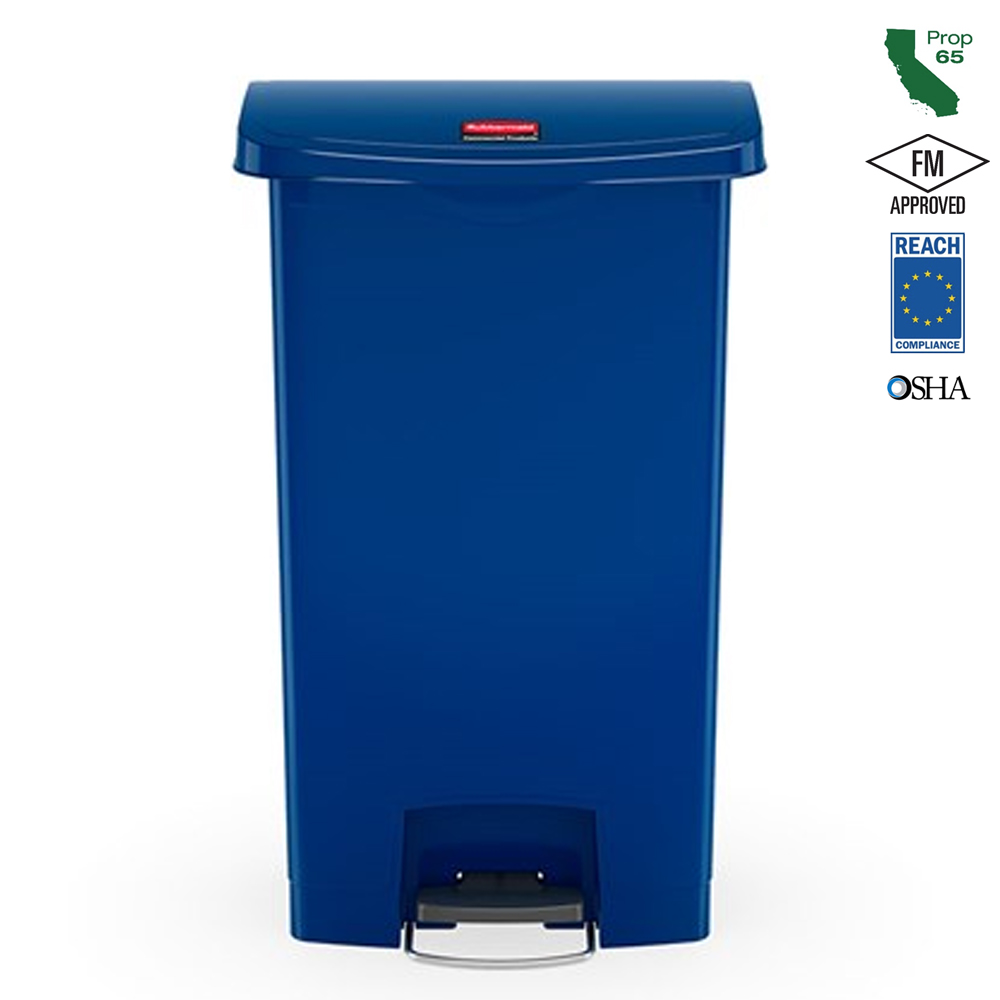 1883598 Slim Jim Blue 24 Gal. Front Step-On Waster Container 1 ea.