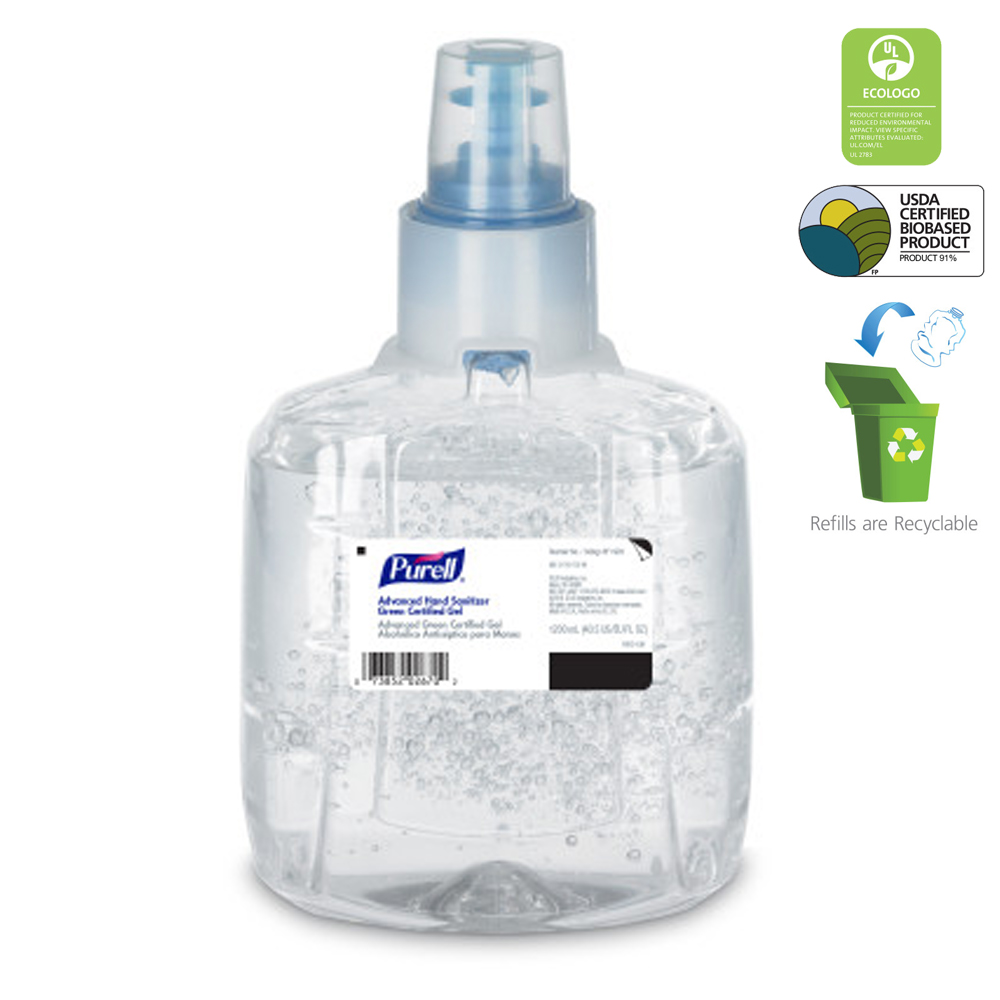 1903-02 Purell 1200 ml LTX12 Advanced Green Certified Hand Sanitizing Gel Refill 2/cs