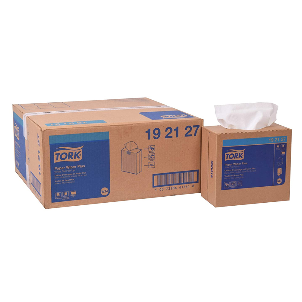 192127 Tork White 16.25"x9.25" 1 ply Wiper Plus Pop-Up Box  8/100 cs