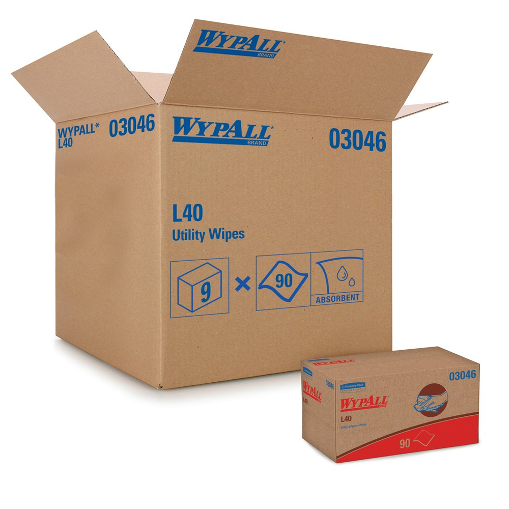 03046 Wypall White 10.8"x10" L40 1 ply All Purpose Wipes 810/cs