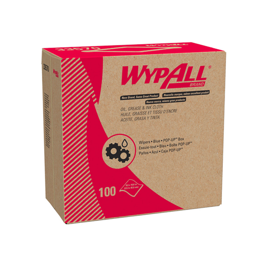 33570 Wypall Blue 8.8"x16.8" Oil, Grease and Ink  Towels Pop-Up Box 5/100 cs