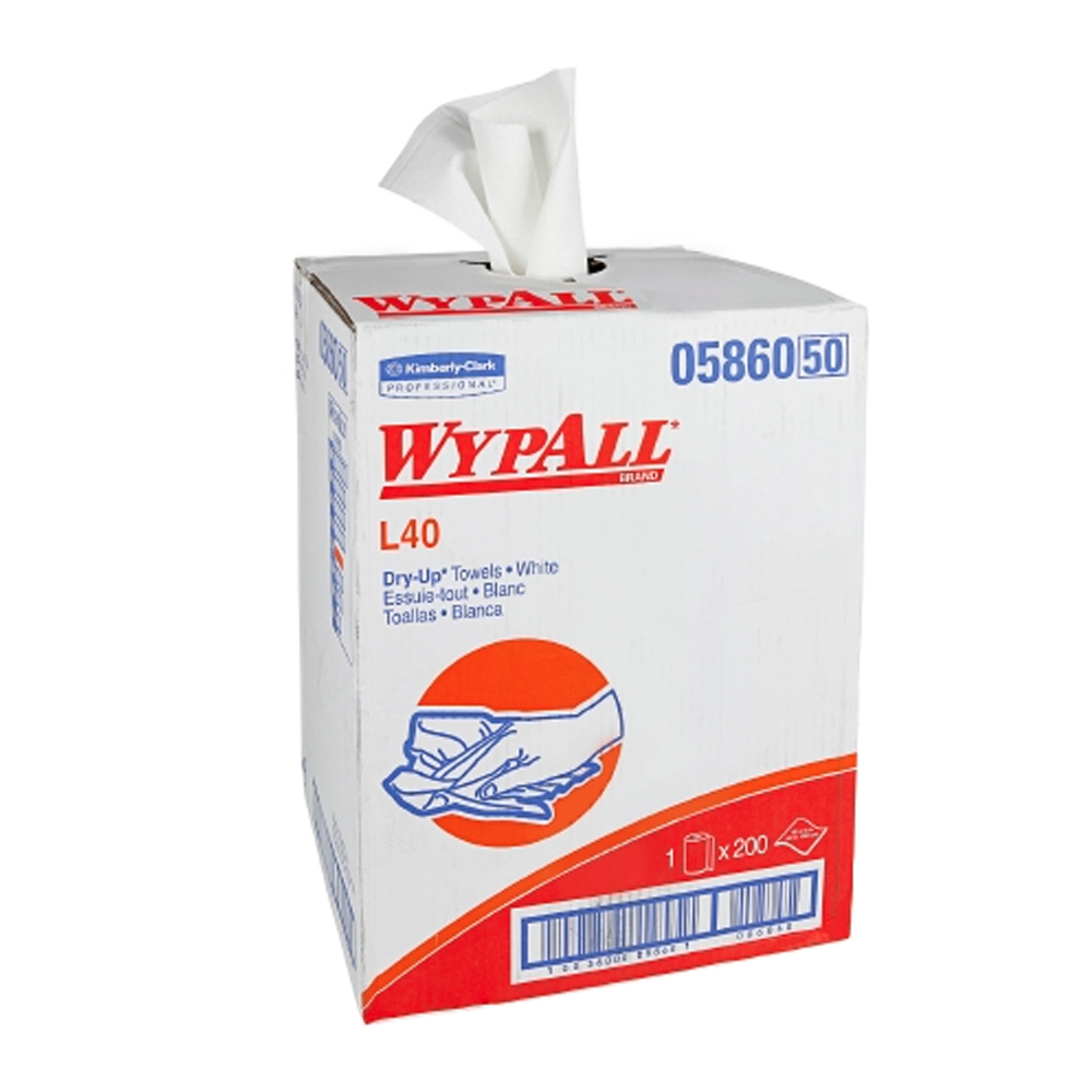 05860 Wypall L40 Professional Dry Up towel  White   19.5"x42" 200 Sheets 200/cs